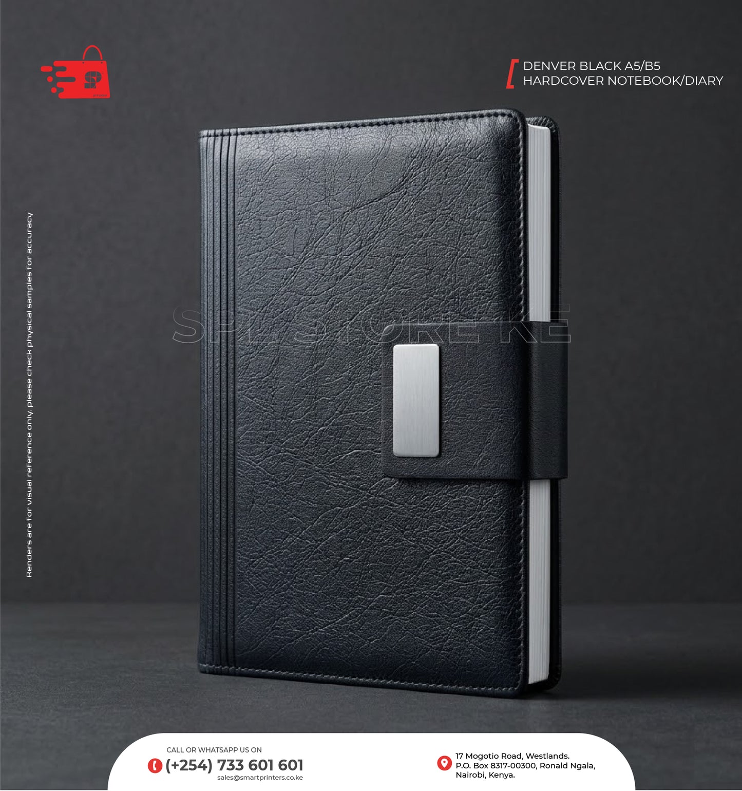 DENVER BLACK A5/B5 HARDCOVER NOTEBOOK/DIARY