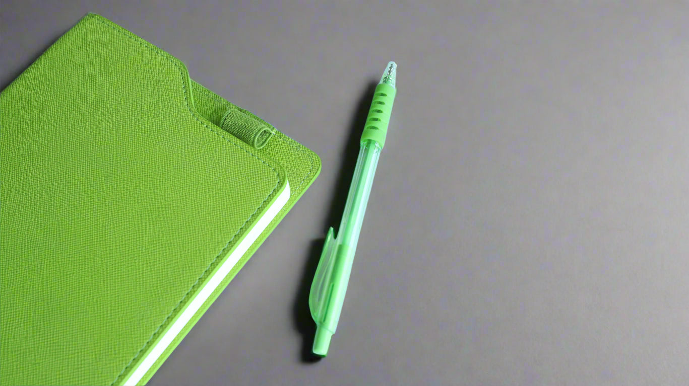 LIME GREEN PIXEL HARDCOVER A5 NOTEBOOK WITH PEN