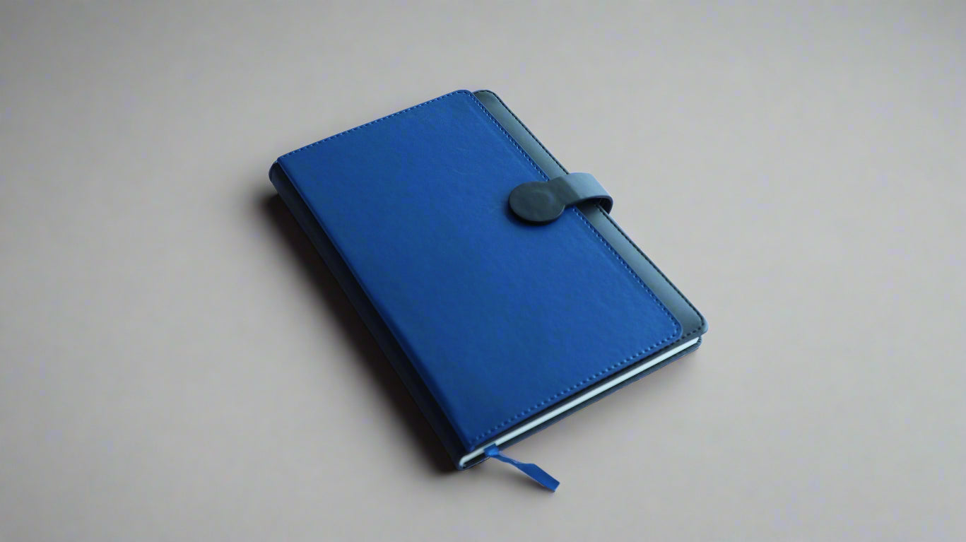 BLUE FLAP DOUBLE COVER A5 NOTEBOOK