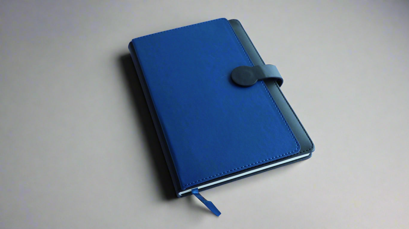 BLUE FLAP DOUBLE COVER A5 NOTEBOOK