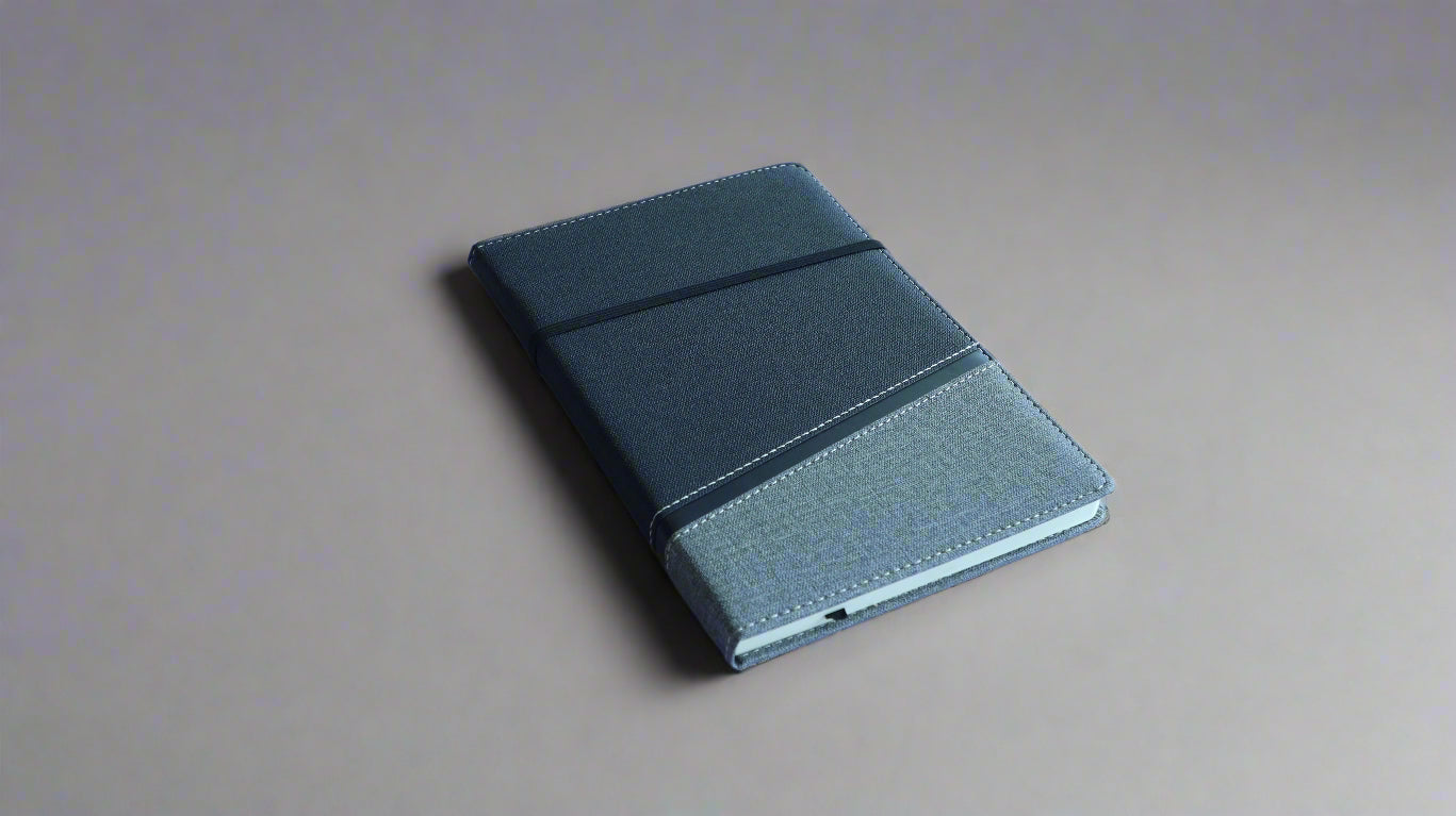 BLACK DIAG STRAP A5 HARDCOVER NOTEBOOK