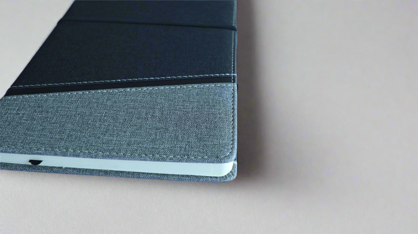 BLACK DIAG STRAP A5 HARDCOVER NOTEBOOK