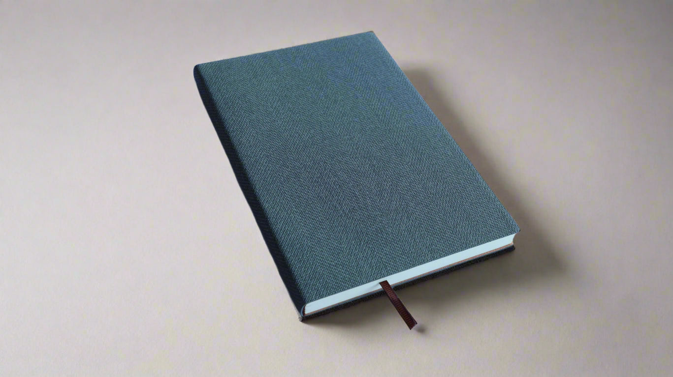 GREY RUSTIC FABRIC TEXTURE A5 PU NOTEBOOK