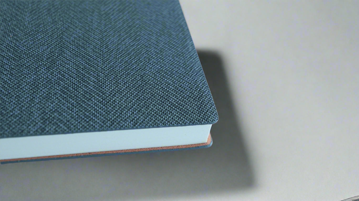 GREY RUSTIC FABRIC TEXTURE A5 PU NOTEBOOK