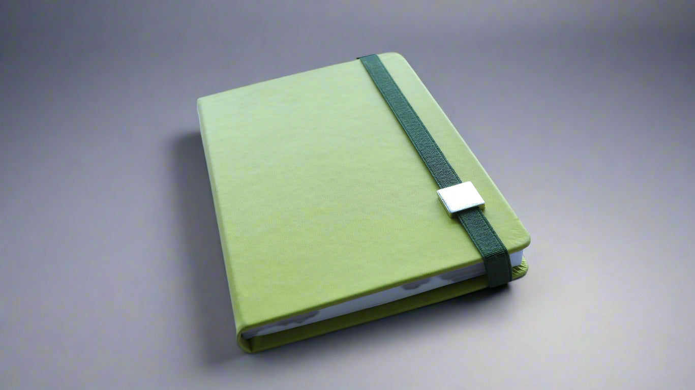 COSMO BROOCH LIME GREEN A5 HARDCOVER NOTEBOOK/DIARY