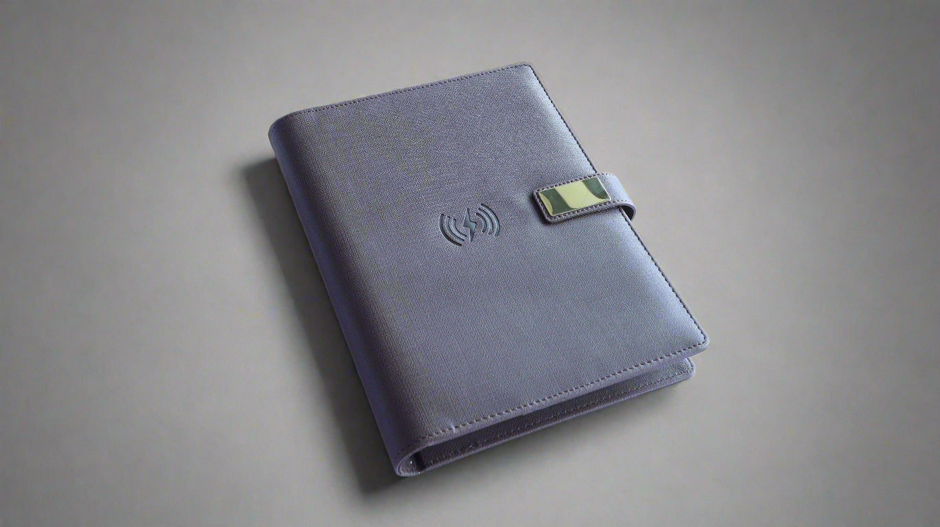 WIRELESS CHARGING & POWERBANK NOTEBOOK BROWN