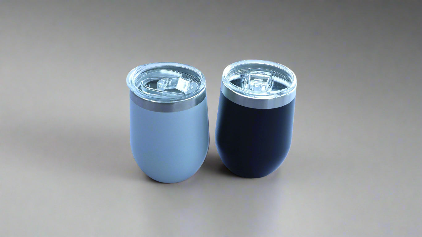 SHORT BODY EGG SHAPED COFFEE TUMBLERS - WHITE 350ML