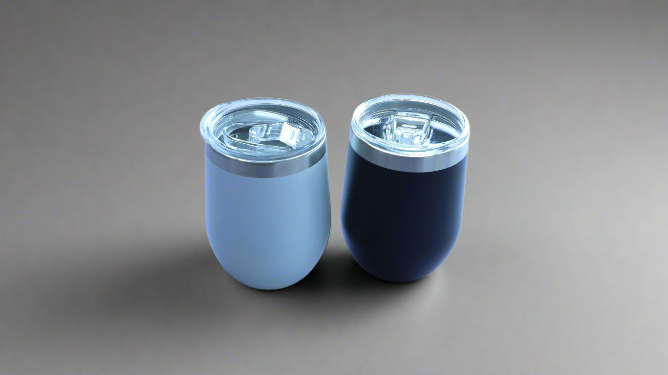 SHORT BODY EGG SHAPED COFFEE TUMBLERS - BLACK 350ML