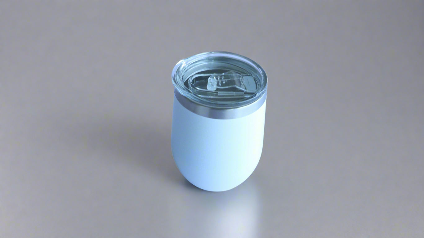 SHORT BODY EGG SHAPED COFFEE TUMBLERS - WHITE 350ML