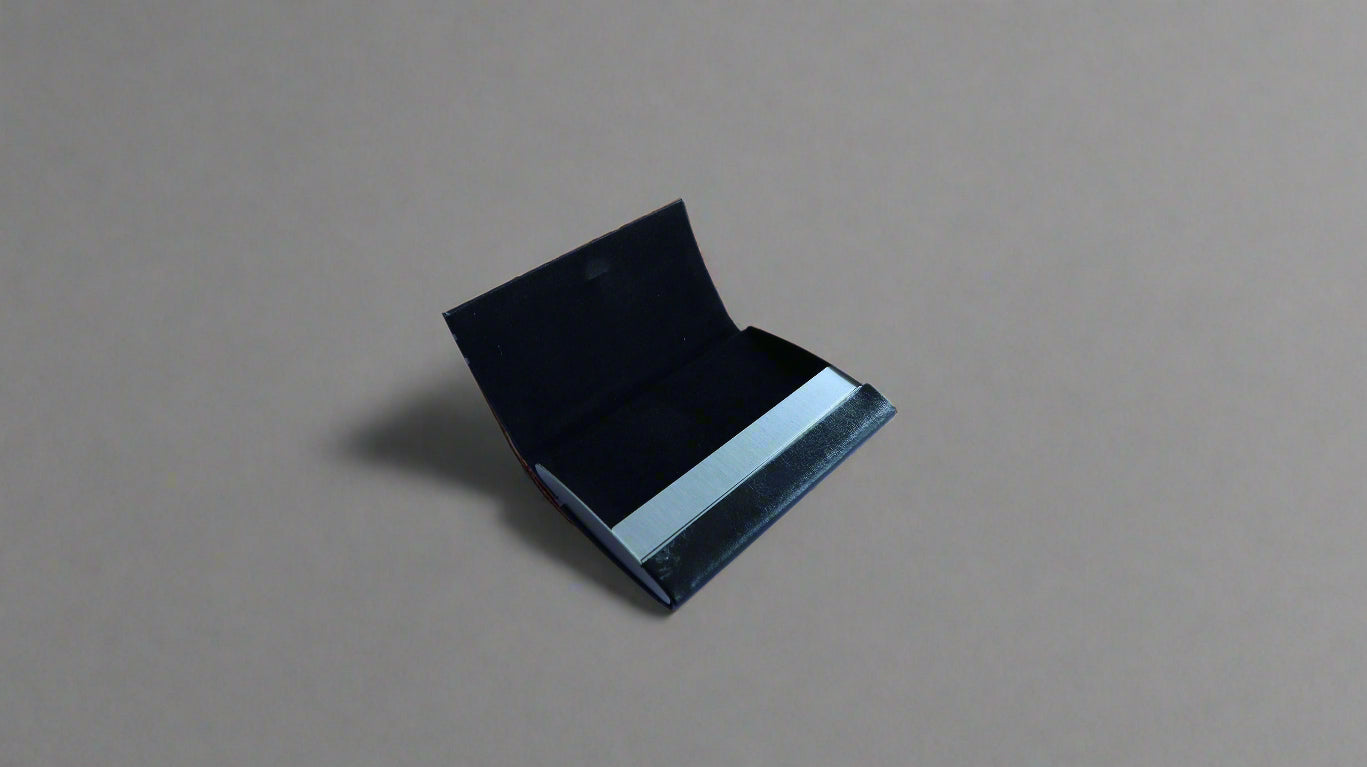 PU LEATHER, METALLIC BUSINESS CARD HOLDER
