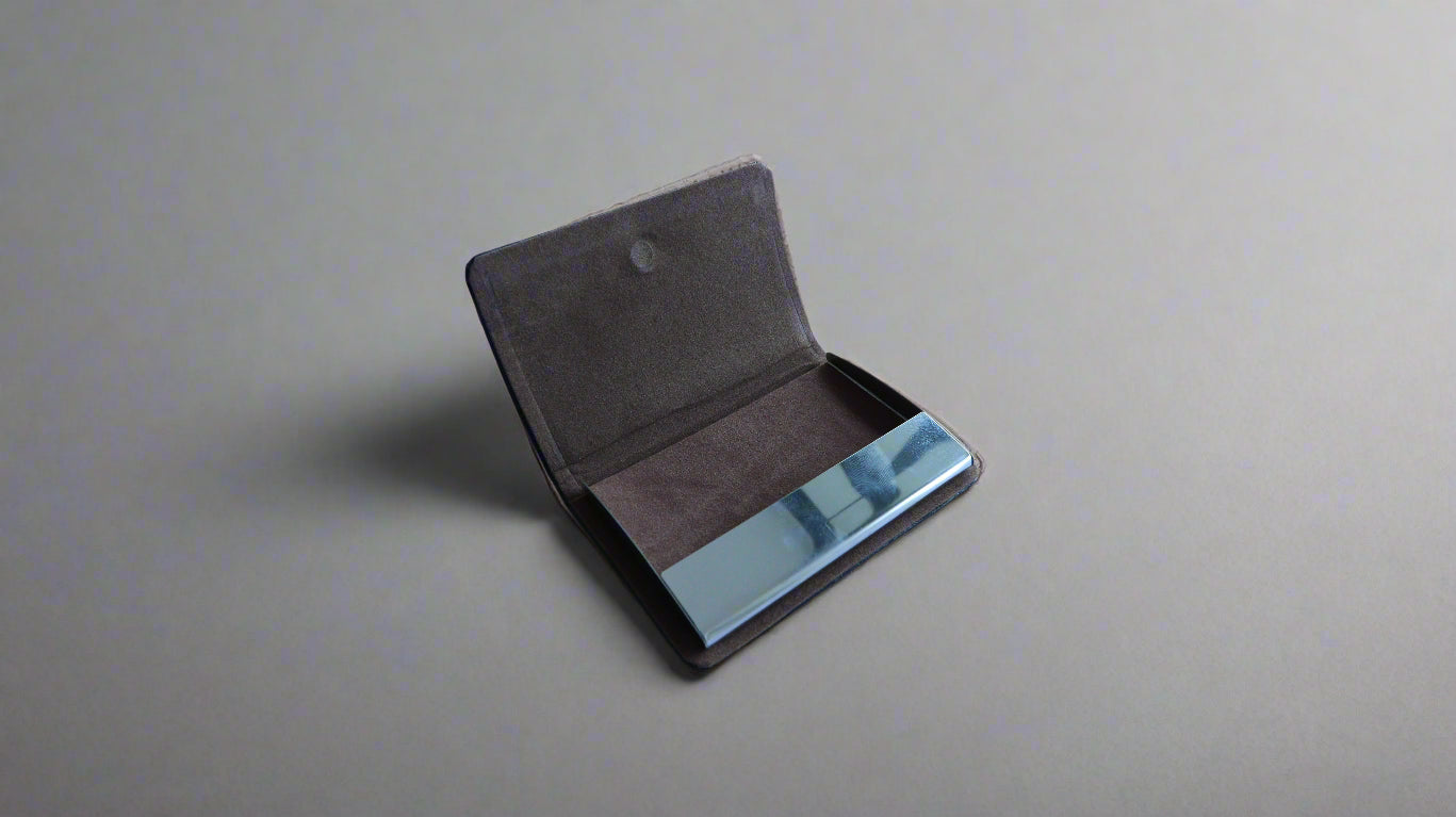 PU LEATHER, METALLIC BUSINESS CARD HOLDER