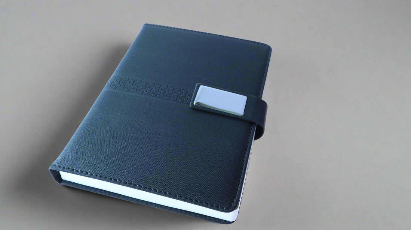 A5 BLAZE BLACK PU COVER NOTEBOOK/DIARY