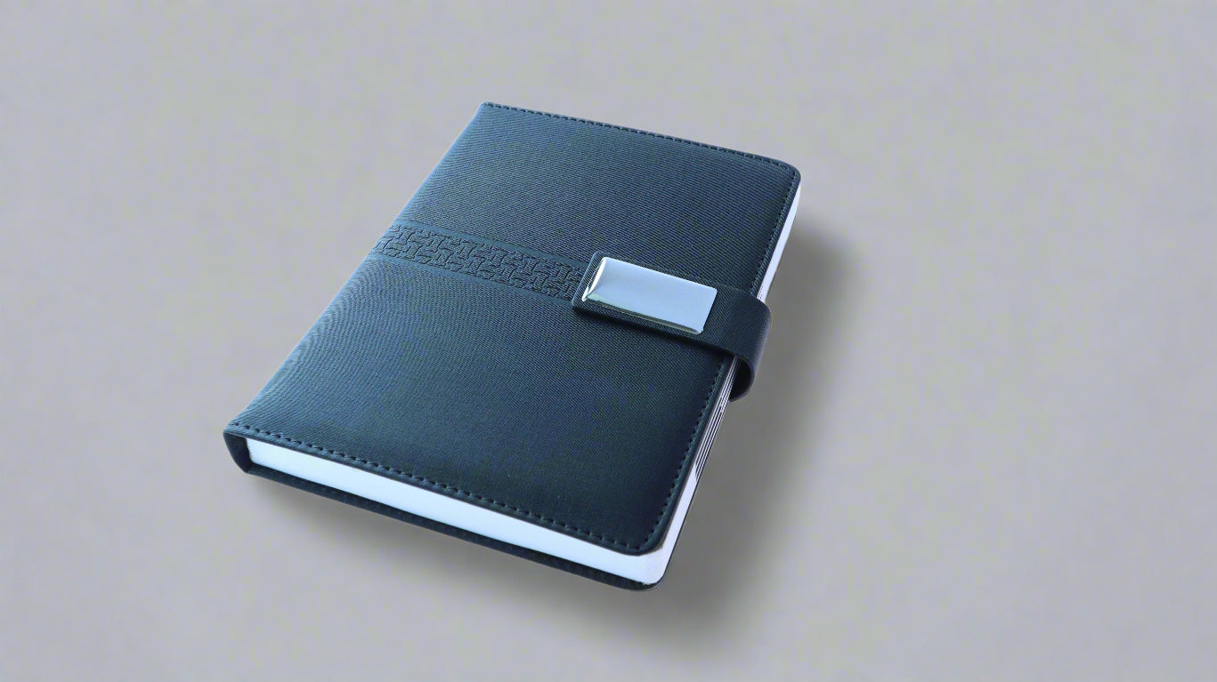 A5 BLAZE BLACK PU COVER NOTEBOOK/DIARY