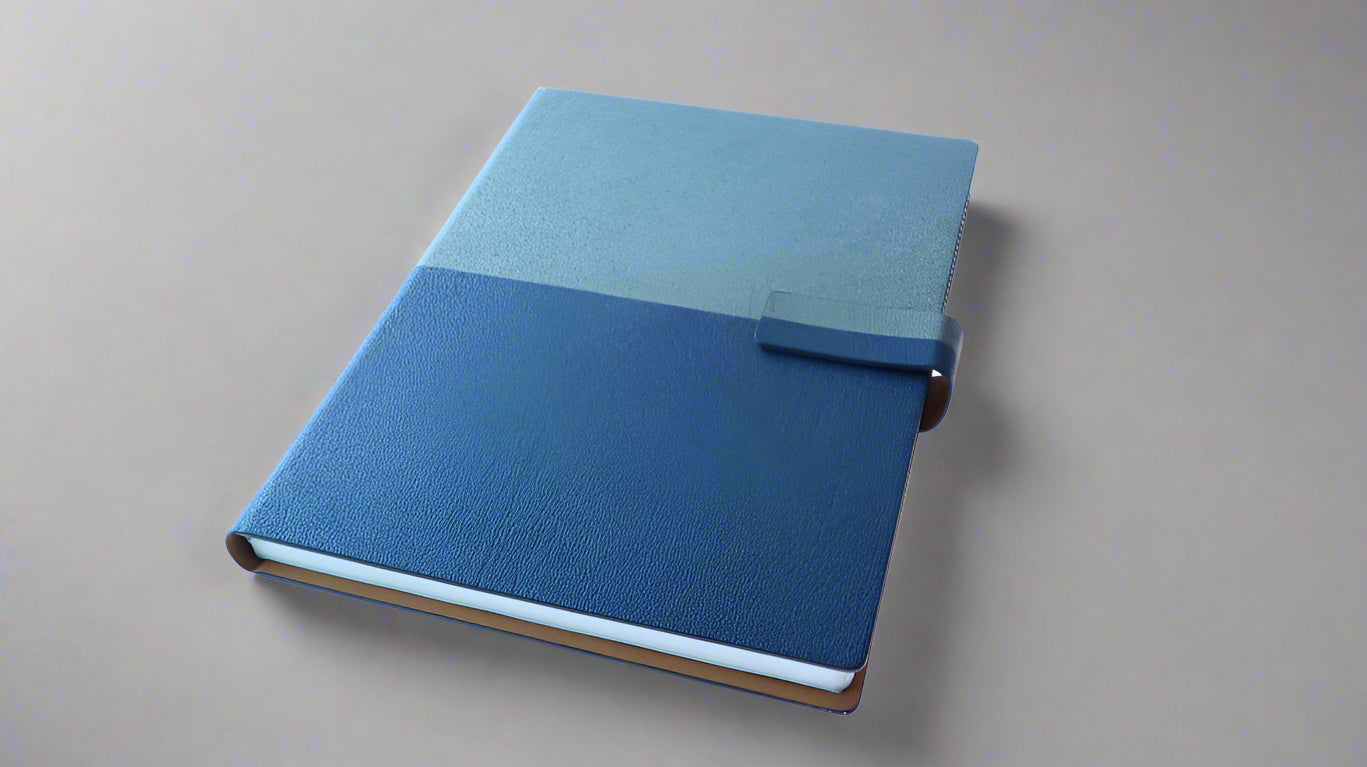 A5/B5 MIDAS BLUE+GREY PU COVER NOTEBOOK/DIARY