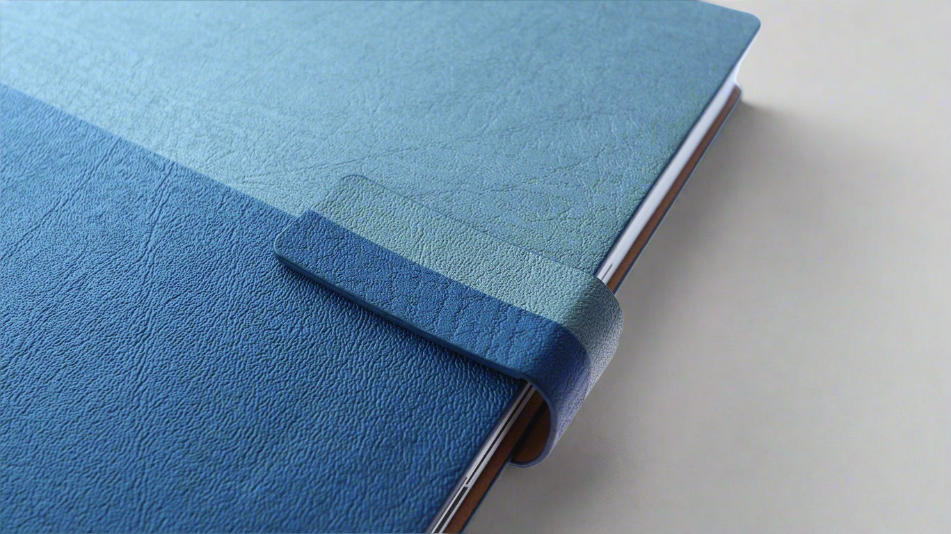A5/B5 MIDAS BLUE+GREY PU COVER NOTEBOOK/DIARY