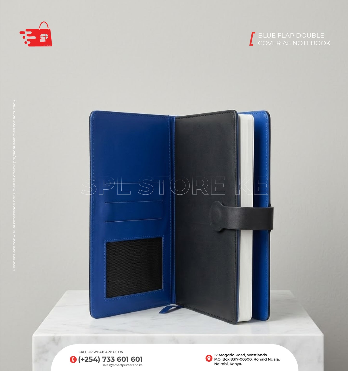BLUE FLAP DOUBLE COVER A5 NOTEBOOK