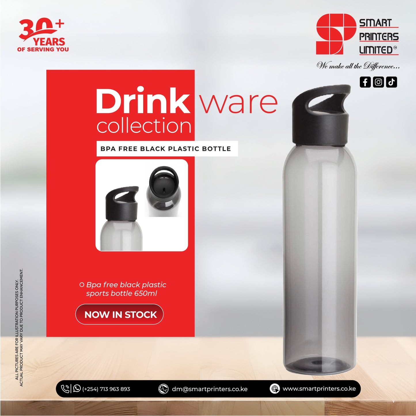 BPA FREE BLACK PLASTIC SPORTS BOTTLE 650ML