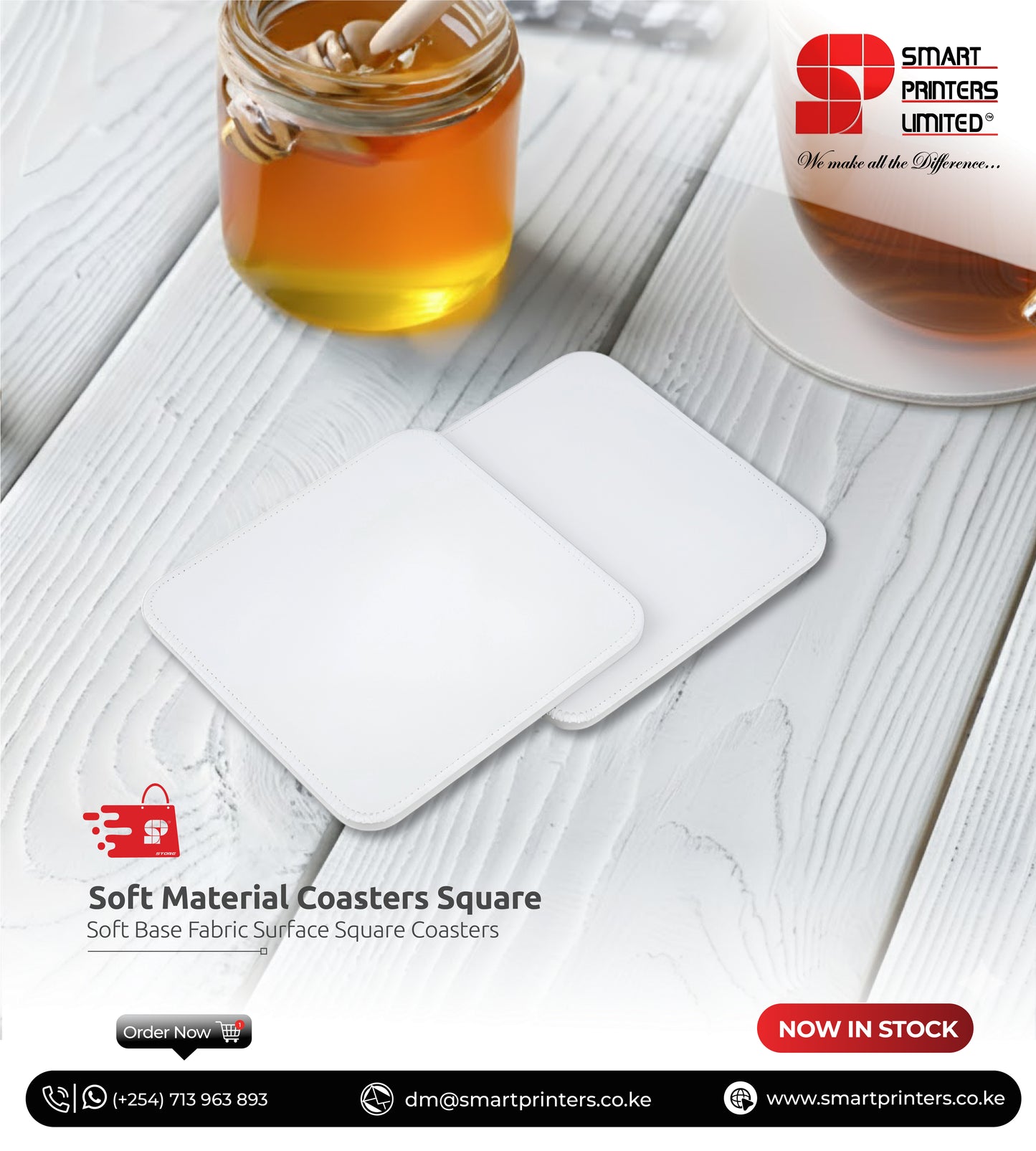 Ultra-Premium Square Sublimation Coasters –( All-White Soft Touch with Stitched Edges)