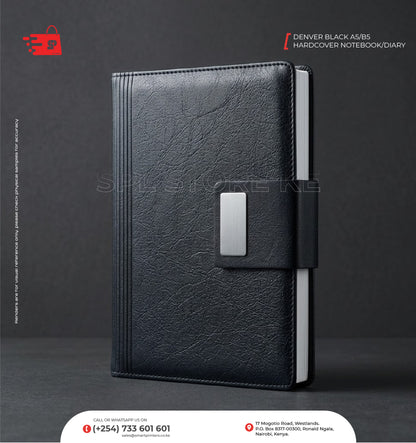 DENVER BLACK A5/B5 HARDCOVER NOTEBOOK/DIARY