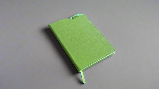 LIME GREEN PIXEL HARDCOVER A5 NOTEBOOK WITH PEN