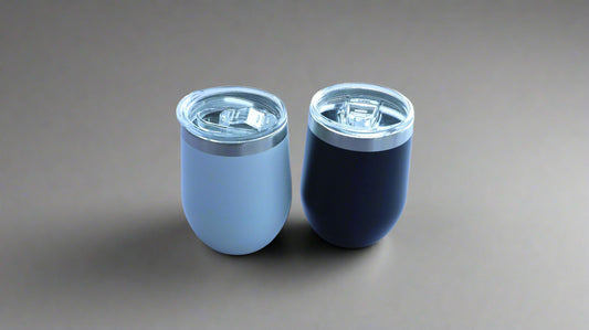 SHORT BODY EGG SHAPED COFFEE TUMBLERS - BLACK 350ML