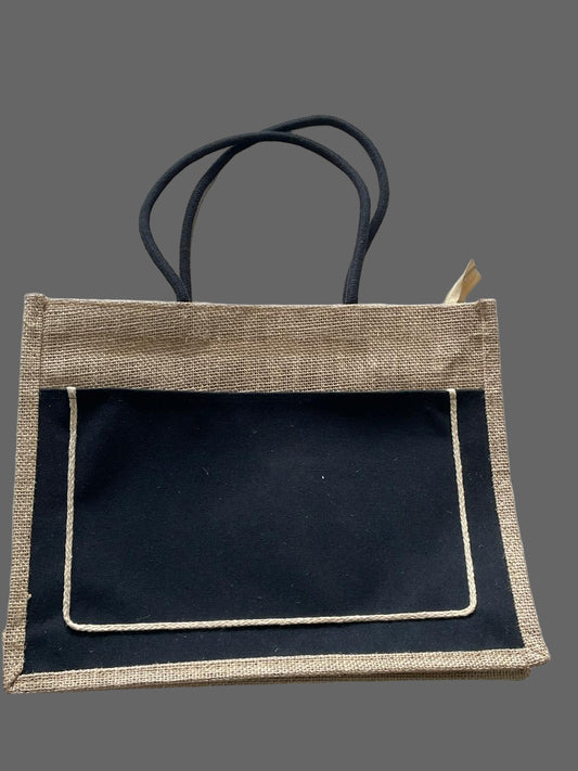 JUTE BAGS BLACK WITH ZIP