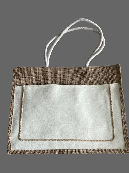 JUTE BAGS WHITE WITH ZIP