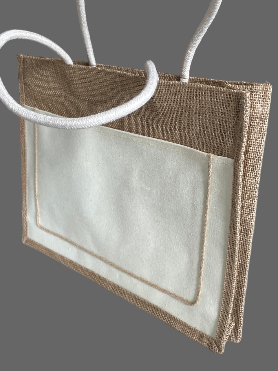 JUTE BAGS WHITE WITH ZIP