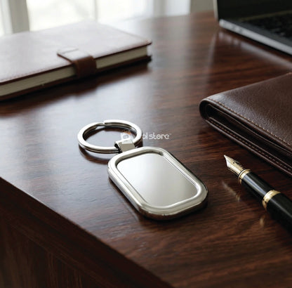 The Executive Silver Oval Keyring