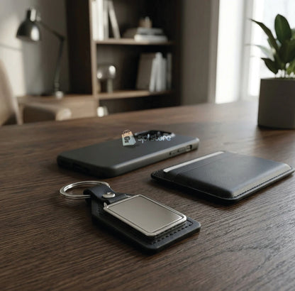BLACK KEYHOLDER WITH SILVER SHOWPIECE