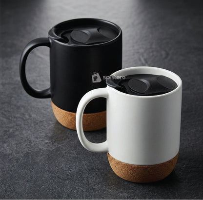 Matte Ceramic Coffee Mug with an Integrated Cork Base