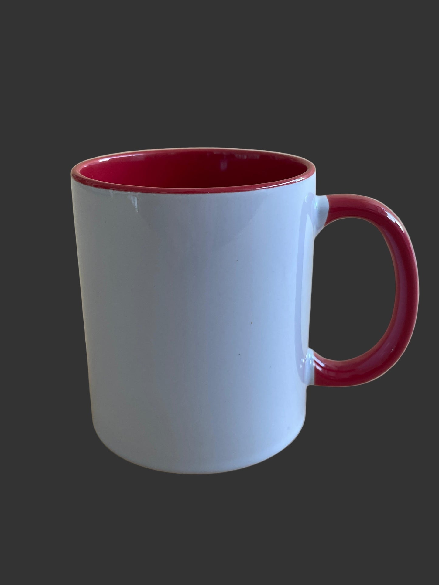 WHITE CERAMIC MUGS (RED)