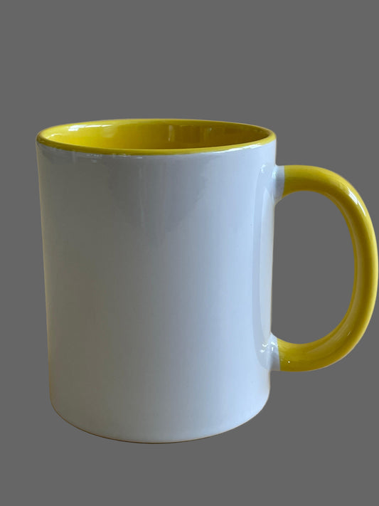 WHITE CERAMIC MUGS (YELLOW)