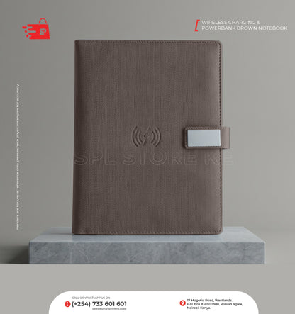 WIRELESS CHARGING & POWERBANK NOTEBOOK BROWN