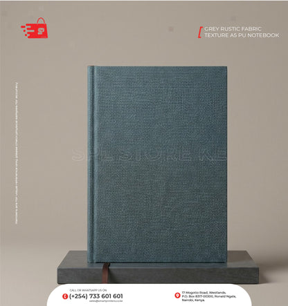 GREY RUSTIC FABRIC TEXTURE A5 PU NOTEBOOK