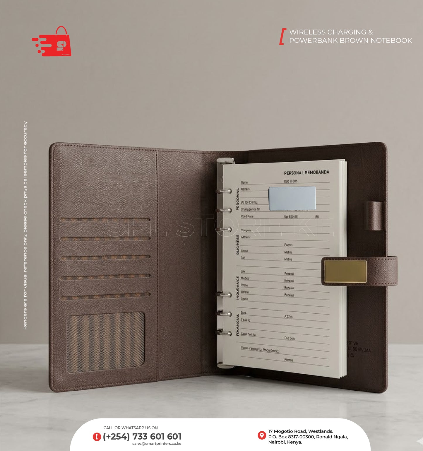 WIRELESS CHARGING & POWERBANK NOTEBOOK BROWN