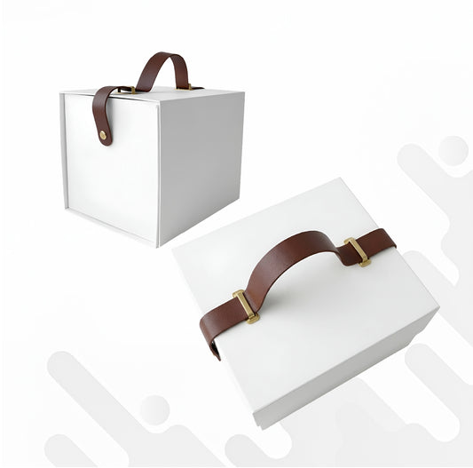 Square Collapsible Gift Boxes with strap W2695 White