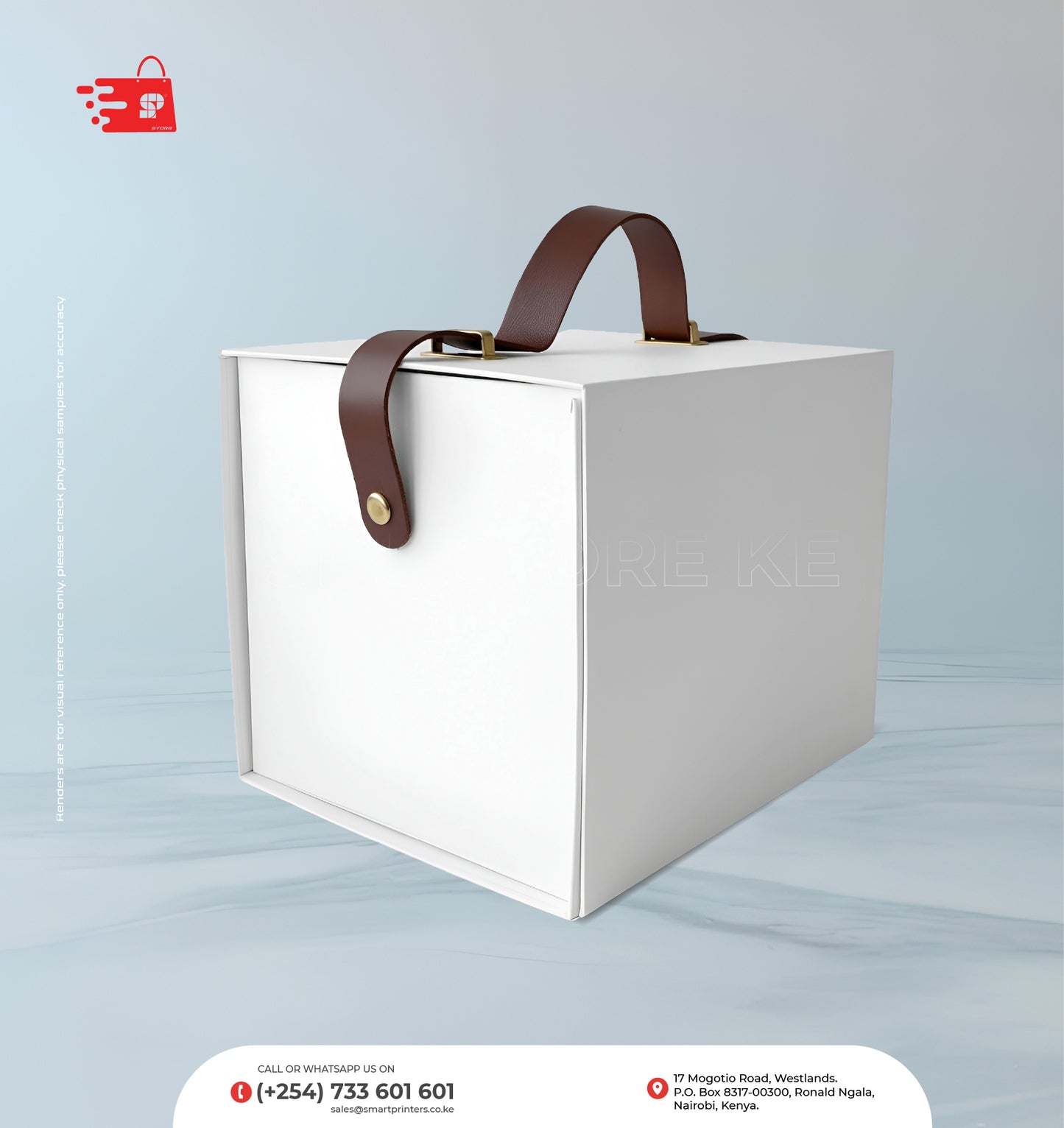 Square Collapsible Gift Boxes with strap W2695 White