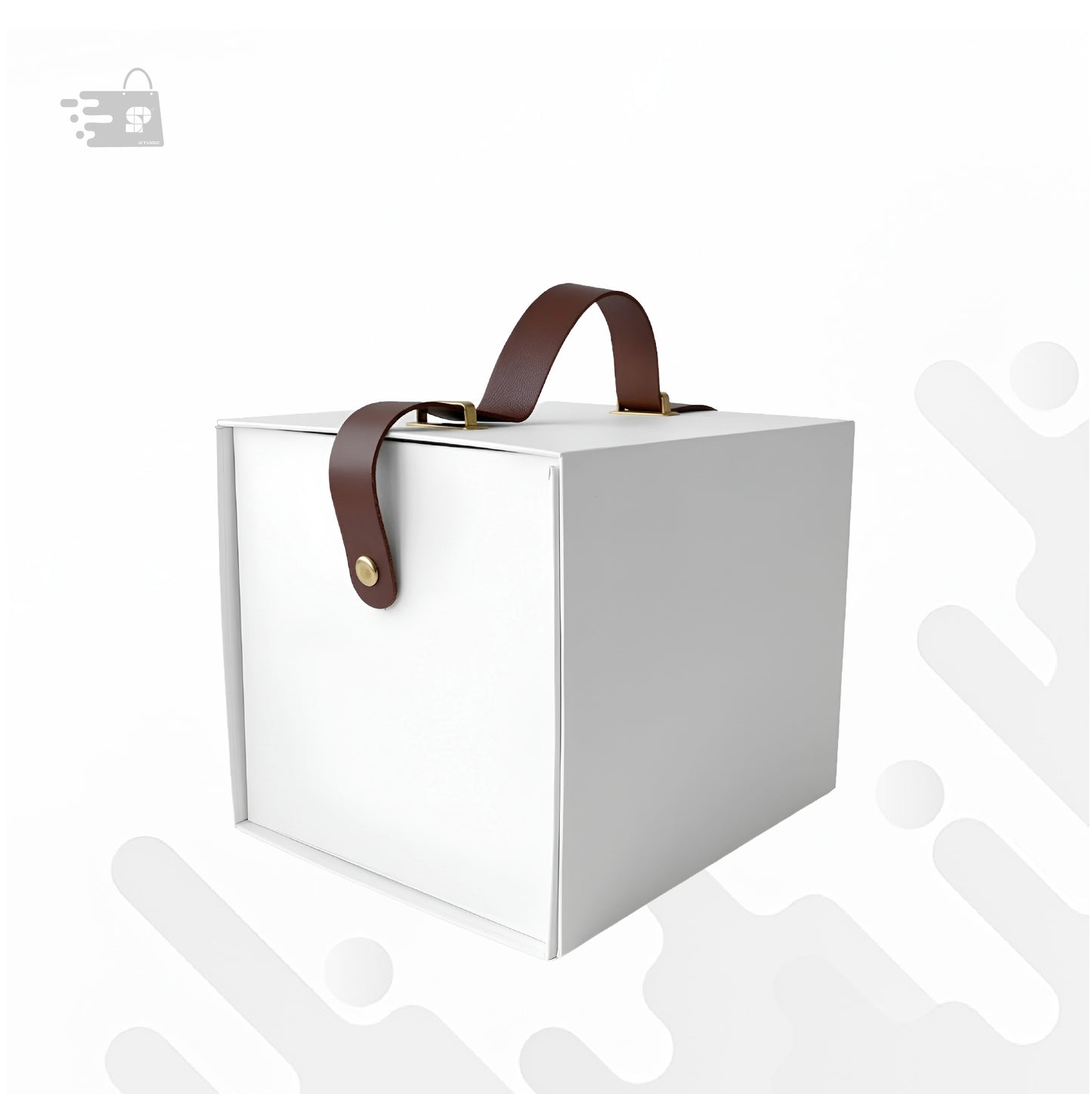 Square Collapsible Gift Boxes with strap W2695 White