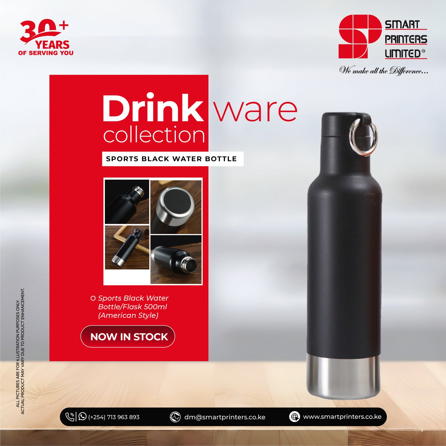 SPL 23-01 SPORTS BLACK WATER BOTTLE/FLASK 500ML (AMERICAN STYLE)