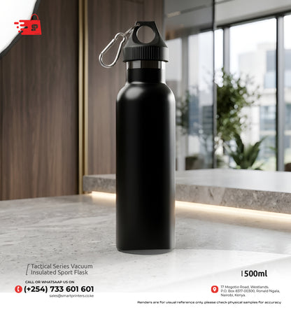 Tactical Series Vacuum  Insulated Sport Flask l Black l 500ml