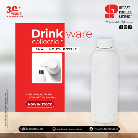 SMALL MOUTH BOTTLE WHITE WITH RUBBER HANDLE