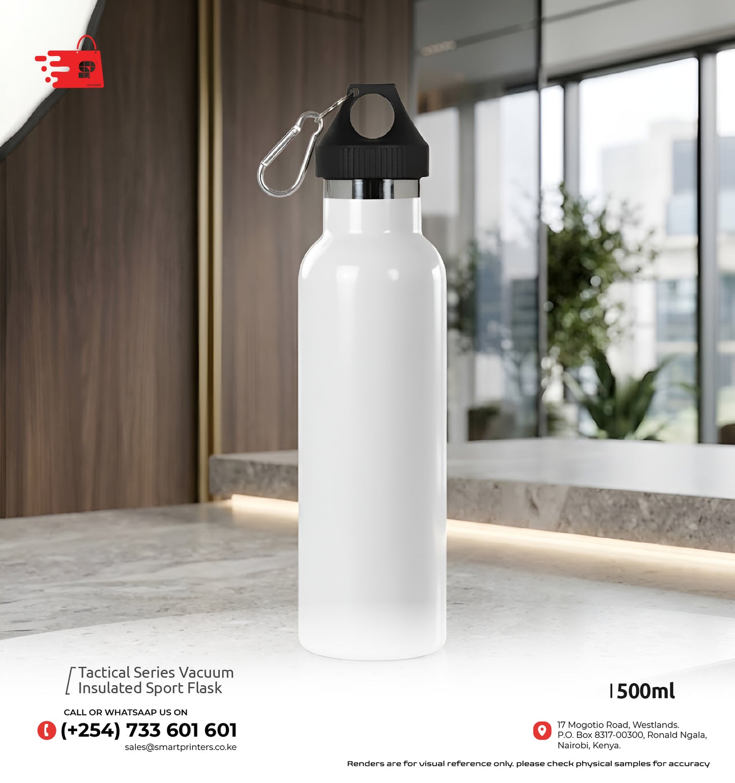 Tactical Series Vacuum  Insulated Sport Flask l White l 500ml