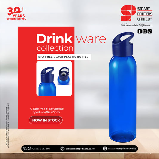 BPA FREE BLUE PLASTIC SPORTS BOTTLE 650ML