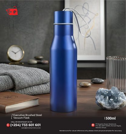 Executive Brushed Steel Vacuum Flask I Blue l 500ml