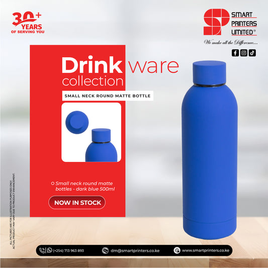 SMALL NECK ROUND MATTE BOTTLES - DARK BLUE 500ML