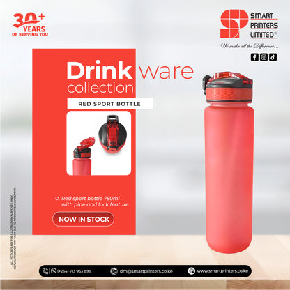 PLASTIC SPORTS WATER BOTTLE WITH PIPE AND LOCK FEATURE