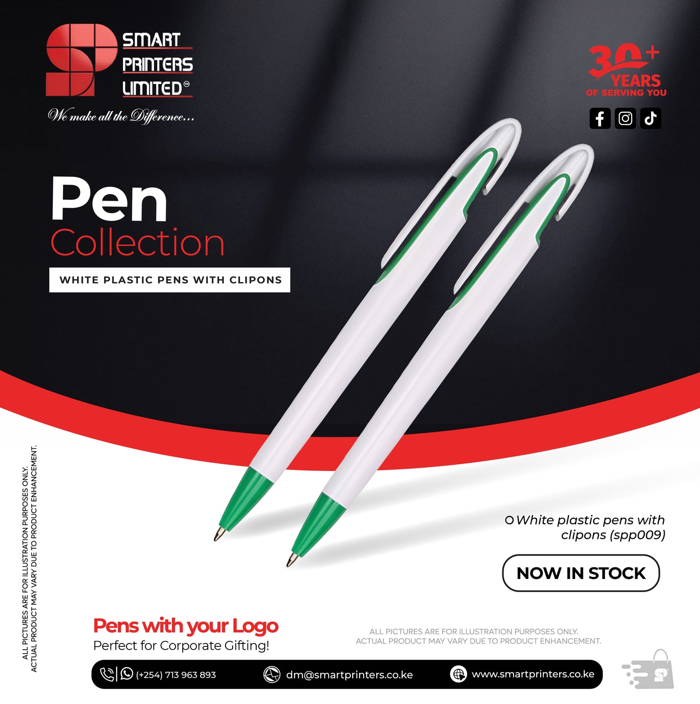 PLASTIC PRESS PENS WHITE (SPP010)
