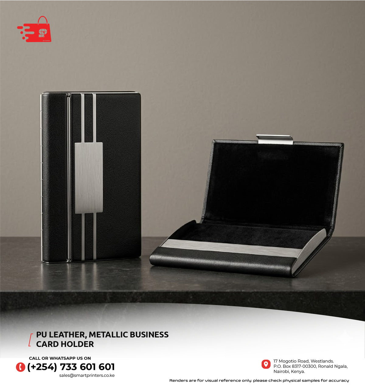 PU LEATHER, METALLIC BUSINESS CARD HOLDER