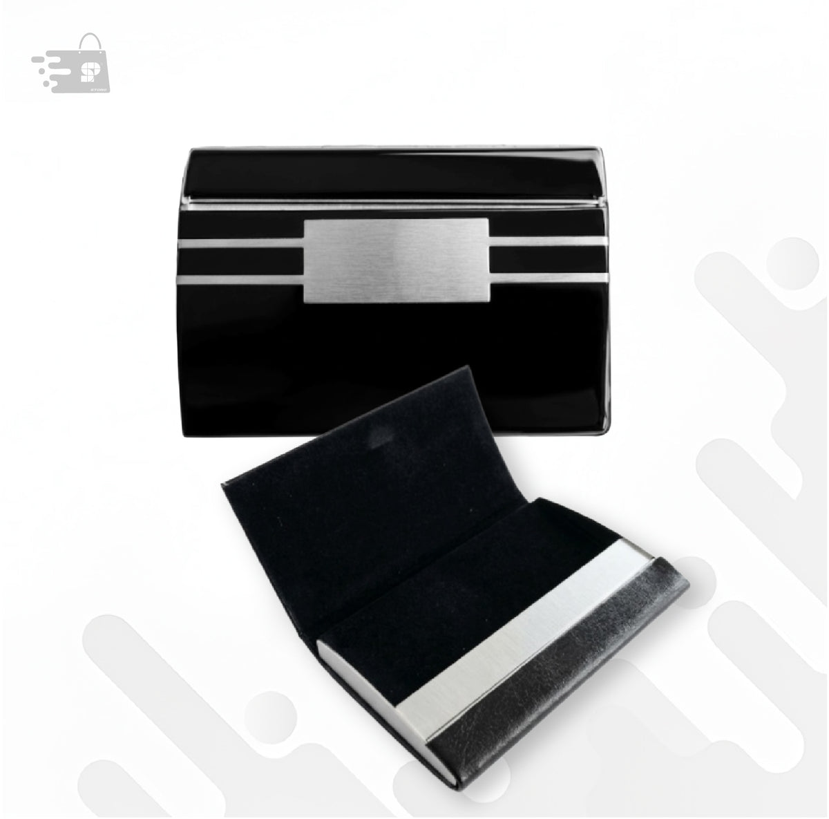 PU LEATHER, METALLIC BUSINESS CARD HOLDER